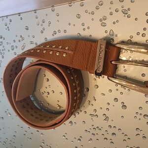 Michael Kors Brown Leather Studded Belt..UNISEX